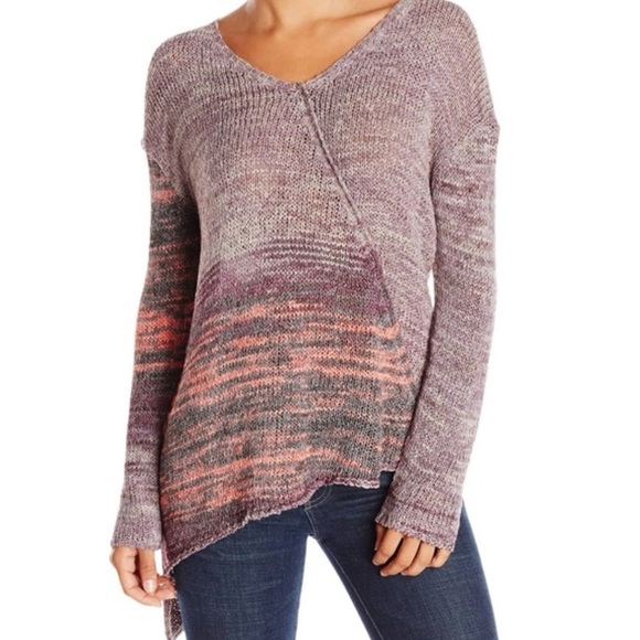 PrAna Vignette V-neck Knit Sweater Asymmetrical Purple Tart - Picture 1 of 13